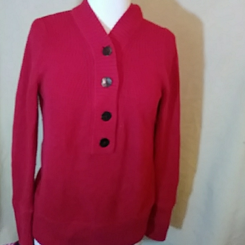 Eddie Bauer waffle 4-button knit pullover-sz M